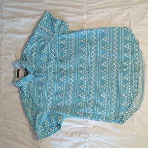 Carbon Funky Print Button Down Shirt - Short Sleeve - Small - Classic Fit